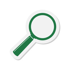 Magnifying glass sticker icon isolated on transparent background