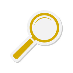Magnifying glass sticker icon isolated on transparent background