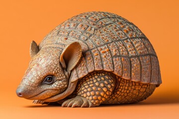 Obraz premium Curled armadillo with textured armor plates