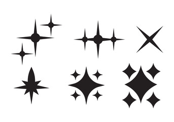 sparkling star collection vector icon isolated on background illustration. sparkle icons collection. Set of star shapes. Abstract cool shine effect sign vector design. Templates for design, posters, 