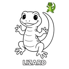 Cute Lizard Animal Children Coloring Pages