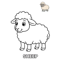 Cute Sheep Animal Children Coloring Pages