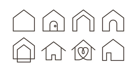 Set of House logo set collection with line style, real estate, architecture concept outline style, simple modern icon or logo for corporate. isolated on white background. vector illustration.