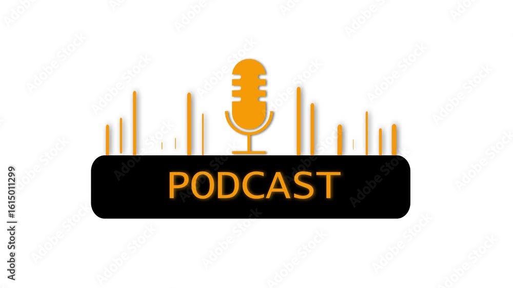 Aufkleber modern podcast intro animation with orange audio elements for radio and online shows. motion graphic
