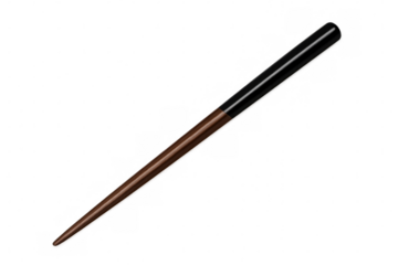 Elegant wooden magic wand featuring black handle, lying on transparent surface with clean lines, ideal for digital design work