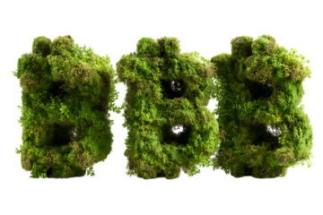 Lush green moss forming letters