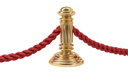 Gold post with red rope barrier
