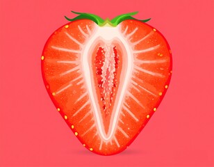 いちごの断面　フラットで精密なベクター風マクロイラスト
