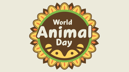 World animal day celebration emblem with text Cute cartoon animals 