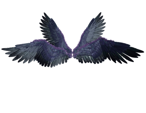 3D rendered illustration of fantasy purple wings isolated on transparent background