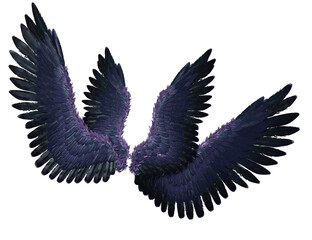 3D rendered illustration of fantasy purple wings isolated on transparent background
