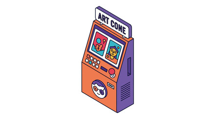 Art Cone Arcade Machine Concept Colorful Flat Style