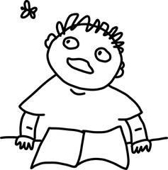 Distracted Hand-Drawn Face Illustration
