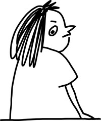 Walking Away Hand-Drawn Face Illustration