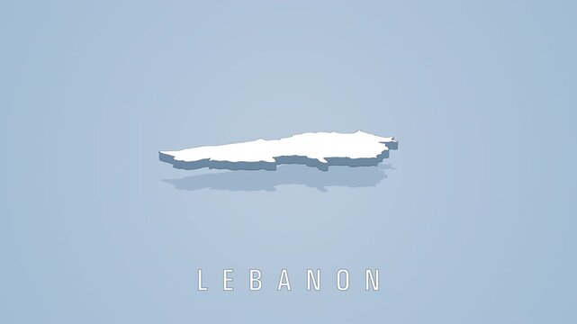 Rotating 3d map of lebanon on solid background