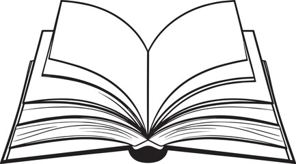 Open Book Silhouette in Black | Flat Reading Icon Illustration