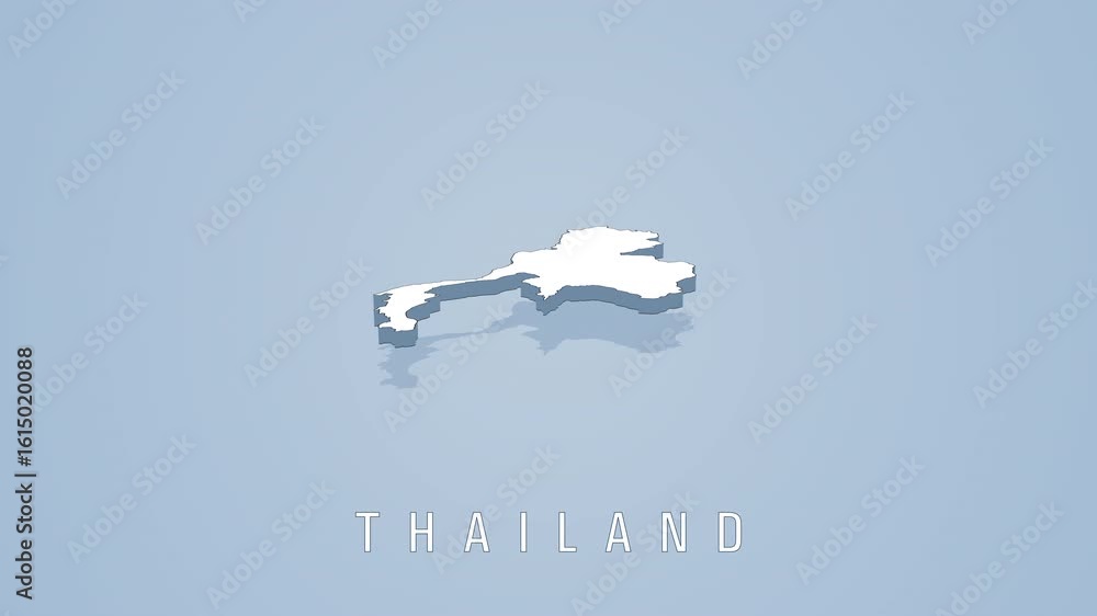 Poster rotating 3d thailand map animation on solid background