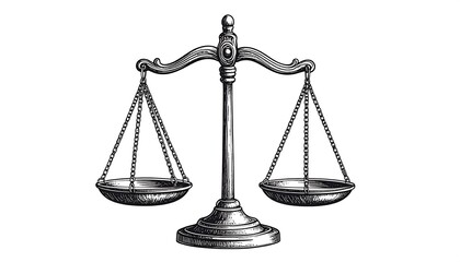 Vintage-style engraved scales of justice