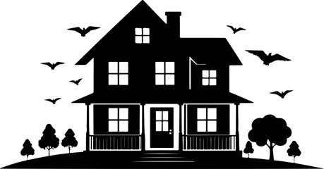 house and tree vector
