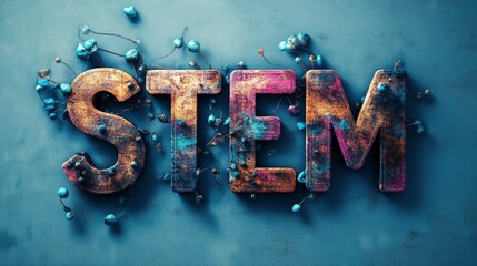 STEM in a science technology Engineering and mathematics idea set with no background