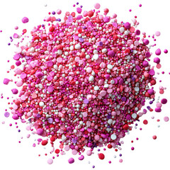 Fototapeta premium Close up overhead view of a pile of colorful pink and white small round beads on a black background