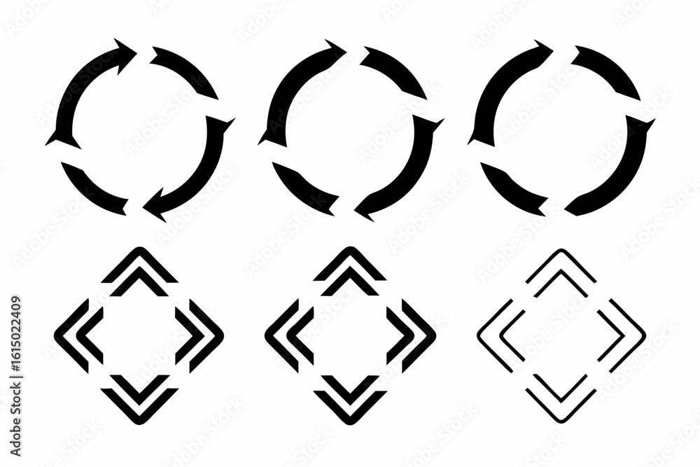 Poster collection of circular and square arrow icons