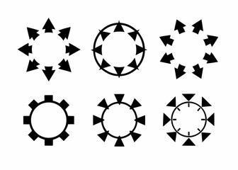 Collection of circular arrow and gear icons