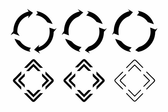 Collection of circular and square arrow icons