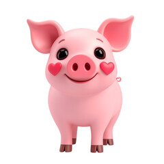 Fototapeta premium Adorable Piglet in Pink: A charming, cheerful piglet, rendered in vibrant pink, stands with a sweet smile, showcasing endearing features, making this a perfect visual for any project