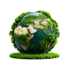 A world full of green leaves, symbolizing the conservation of the world and environmental protection that is friendly to the environment on a white background