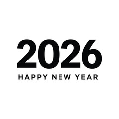 Minimalist Happy New Year 2026 Greeting with Bold Black Text Design