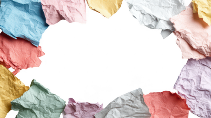 Crumpled Wrinkled Paper Border Frame with Transparent Background