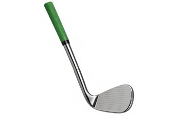 Golf club with lime-green grip positioned against pristine background, highlighting premium club design and sporting readiness