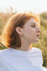 Side Portrait with Silver Hoop Earring in Natural Light