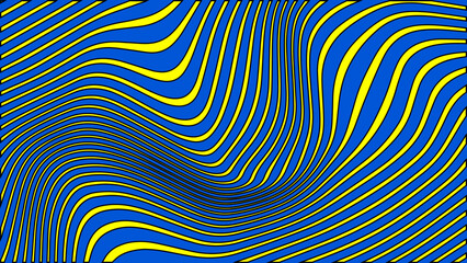 Flowing yellow streams across a vibrant blue canvas creating a mesmerizing dance of color