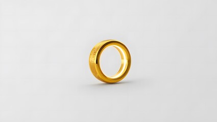 Gleaming golden ring with intricate circuit board pattern and internal light gold ring