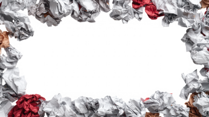 Crumpled Wrinkled Paper Border Frame with Transparent Background