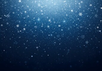 A winter-themed background with a deep blue gradient, featuring a scattering of white snowflakes and small sparkles at the top, digital art, Blue winter background with snow and snowflackes.