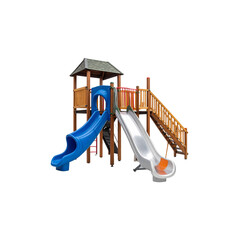 3D illustration of a blue water slide on a white background