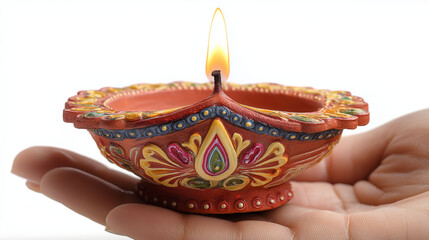 Illuminated Lamp Held: A beautifully crafted oil lamp, alight with a warm flame, is gently cradled in the palm of a hand, representing peace.