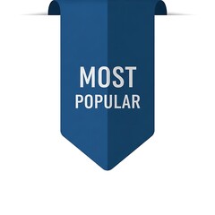 A blue ribbon banner displays the words most popular for marketing and promotional purposes