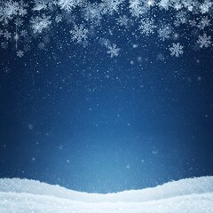 A winter-themed background with a deep blue gradient, Blue winter background with snow and snowflackes. a scattering of white snowflakes and small sparkles at the top, digital art, 
