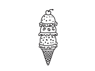 Minimalist ice cream vector drawings in outline style