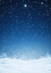 Obraz premium A winter-themed background with a deep blue gradient, wallpaper, Blue winter background with snow and snowflakes. digital art, scattering of white snowflakes and small sparkles at the top, 