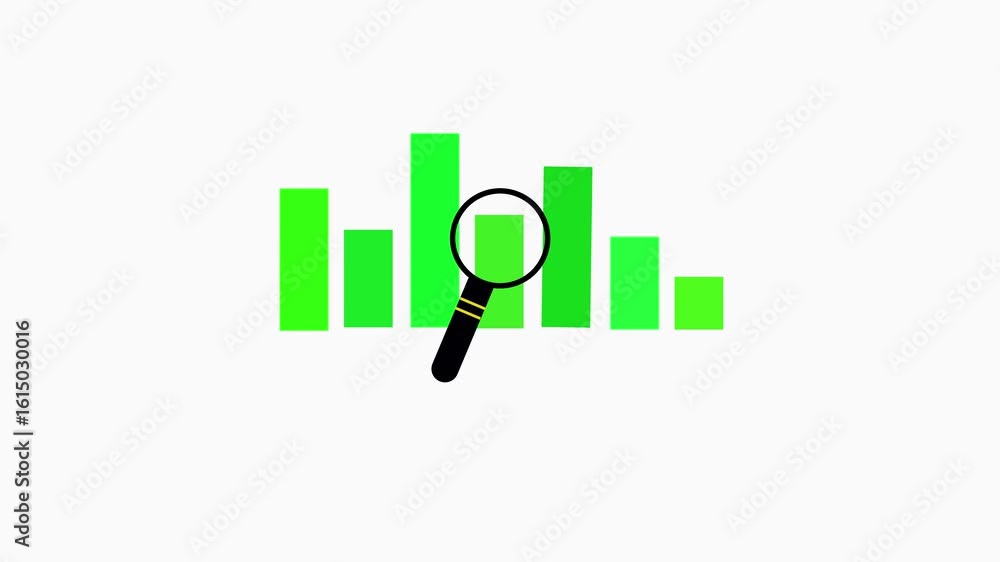 Poster animated green bar chart representing business growth or financial data. financial data illustrated 