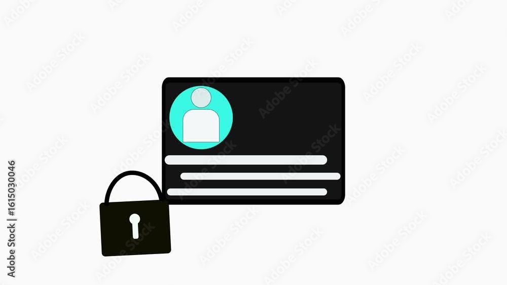 Poster animated business card featuring profile icon and relevant contact information. digital business car