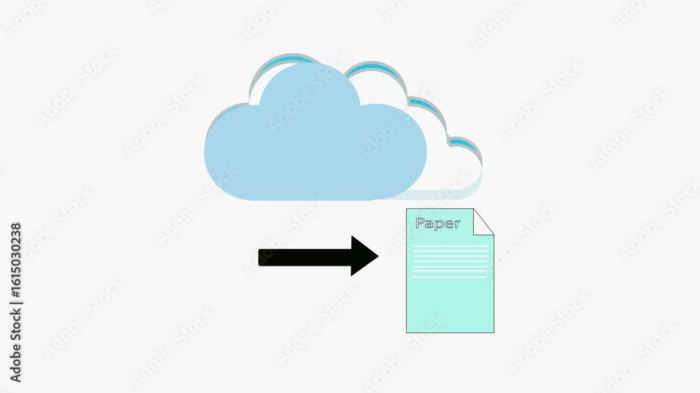 Poster cloud storage concept illustrating digital transfer of documents and data management. digital docume
