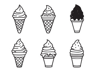 Ice cream dessert vector sketch in clean line art