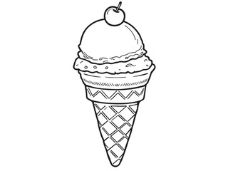 Sweet ice cream cone collection in line art form