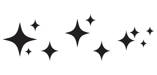sparkle star icon set. simple star burst symbol. transparent png and vector illustration.